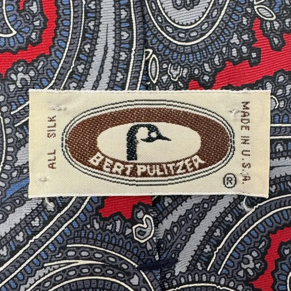 Vintage Bert Pulitzer Paisley Silk Neck Tie, preppy, classic, retro, work office